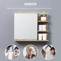 Bathroom Mirror Cabinet with Shelves - 3 Side Shelves - Wall Mounting Kit Included - Light Oak Finish