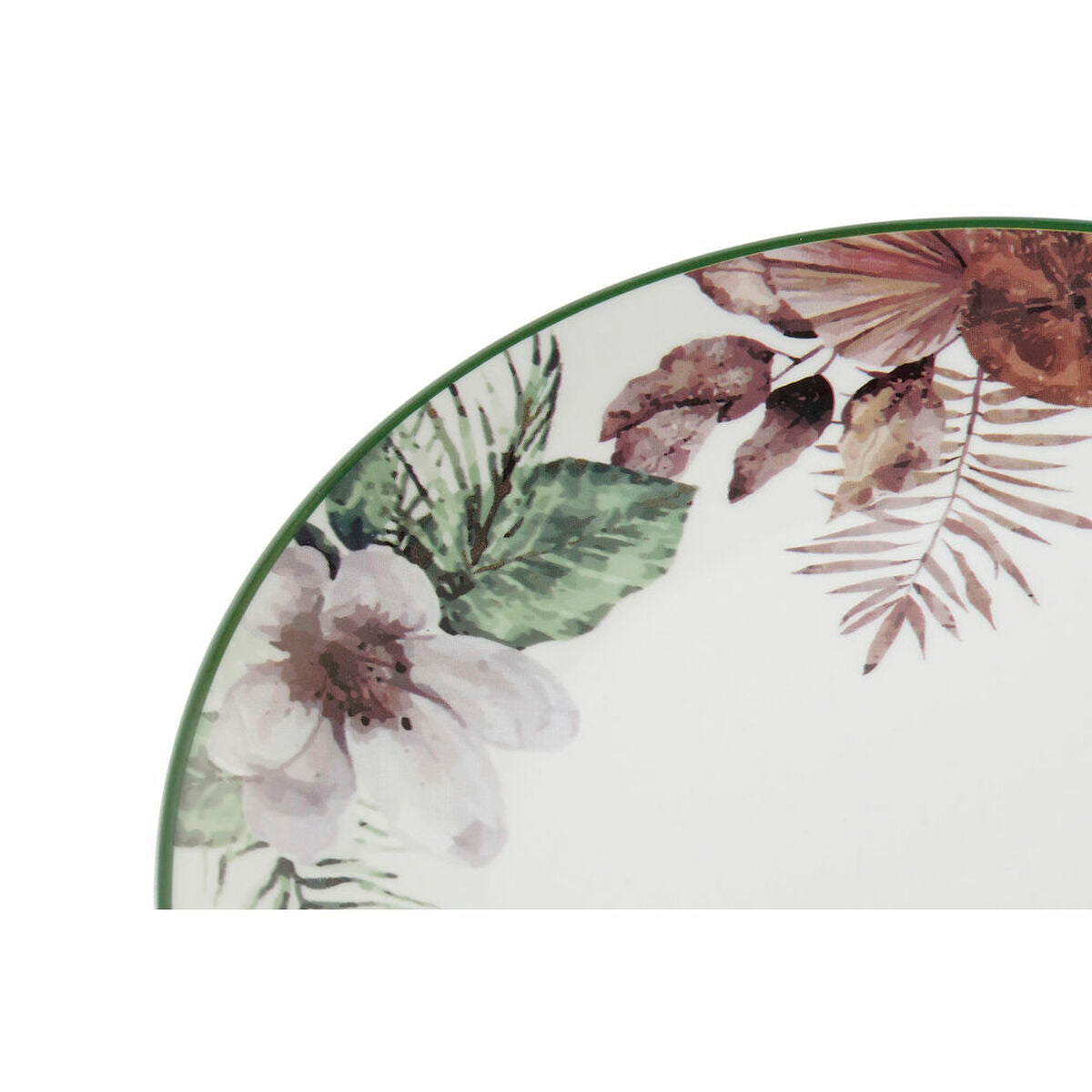 Flat plate DKD Home Decor Flowers Porcelain (27 x 27 x 2 cm)