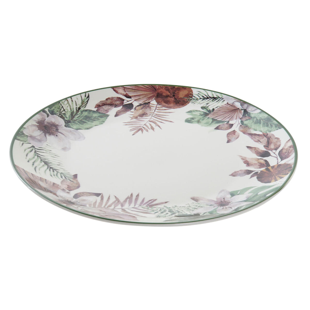 Flat plate DKD Home Decor Flowers Porcelain (27 x 27 x 2 cm)