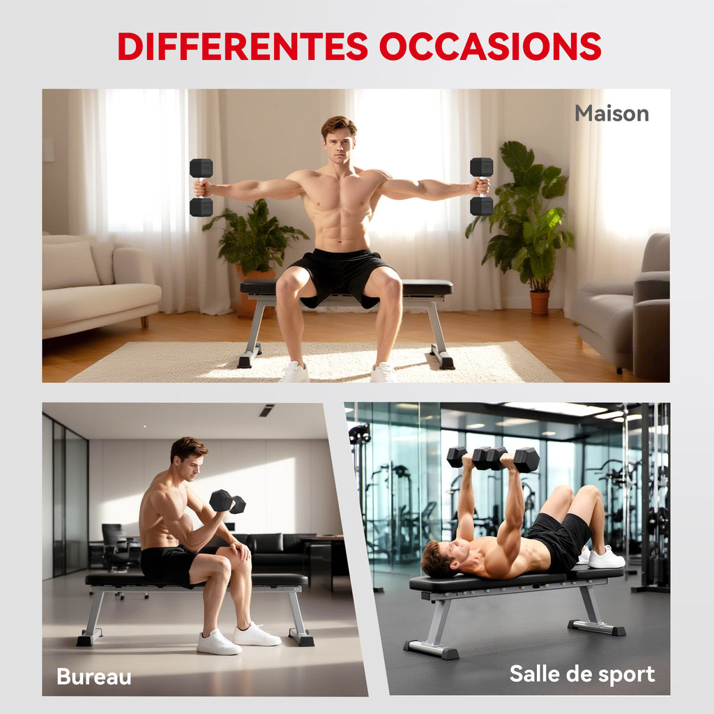 20 kg Single Hex Dumbbell, Muscle Training & Weightlifting, Rubber-Coated Metal, Black