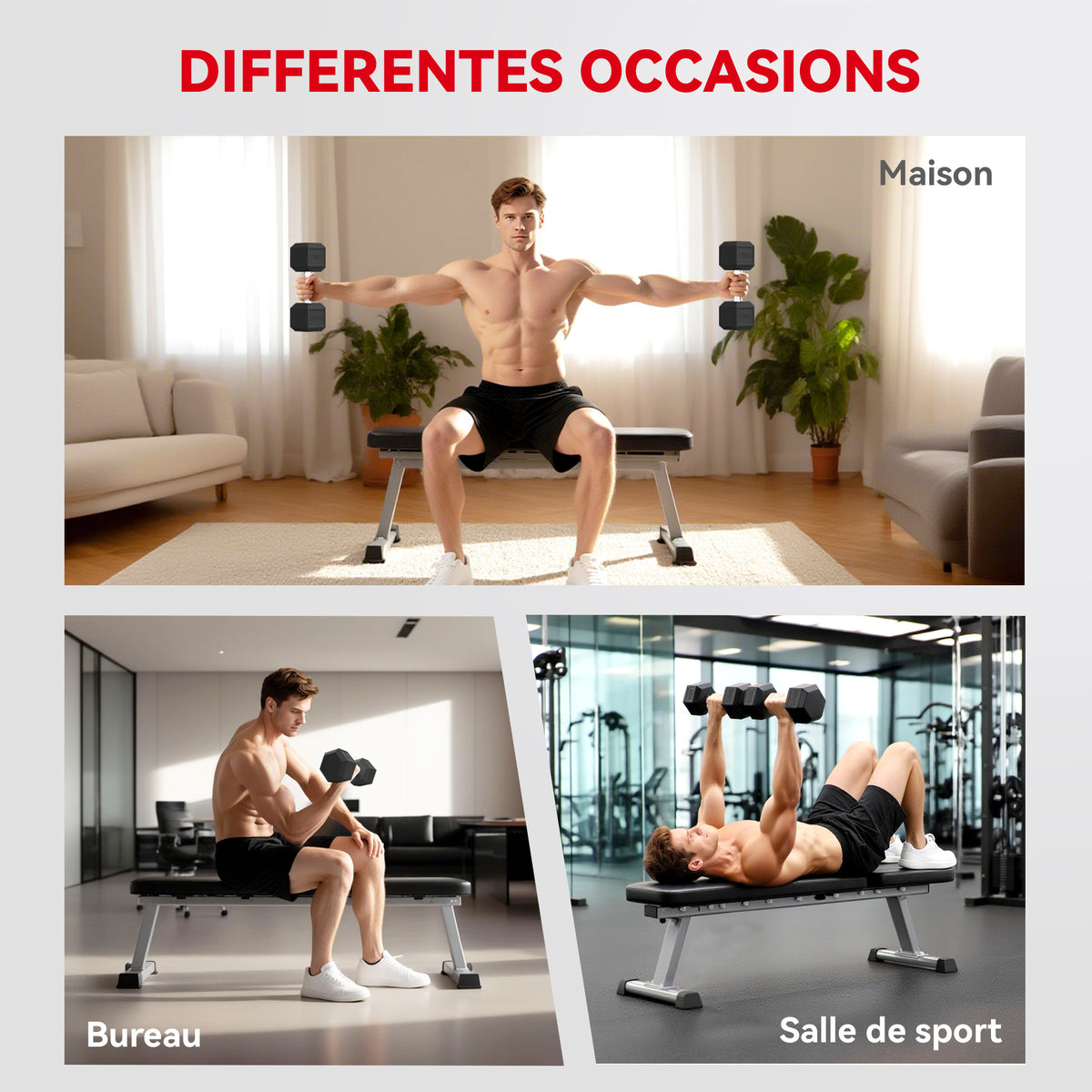 20 kg Single Hex Dumbbell, Muscle Training & Weightlifting, Rubber-Coated Metal, Black