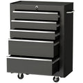 Rolling Tool Cabinet on Wheels, 5-Drawer Lockable Steel Workshop Trolley with 2 Keys, 61.5x33x82.5cm, Black