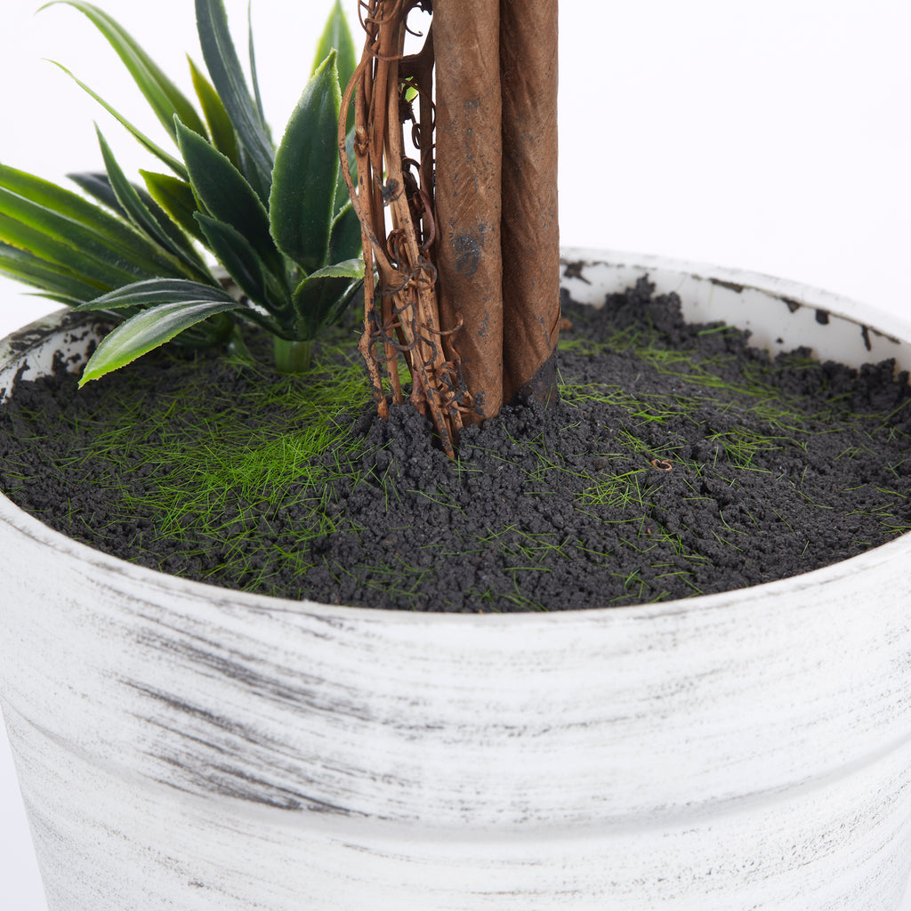 Set of 2 Artificial Lavender Flower Plants with Trunk and Pot, 60 cm Height, Green