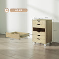 Mobile Office Cabinet with 6 Silent Drawers, Printer Stand, Recessed Handles, 40x35x63cm, Oak